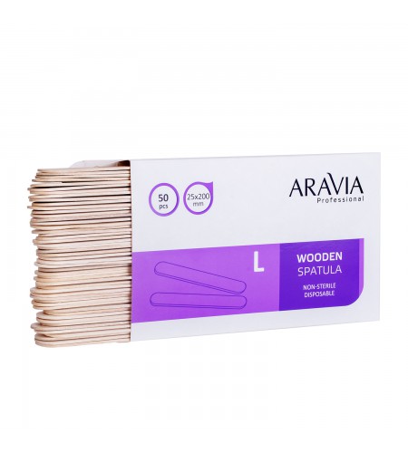 Шпатели деревянные ARAVIA Professional одноразовые, размер L, 50 шт