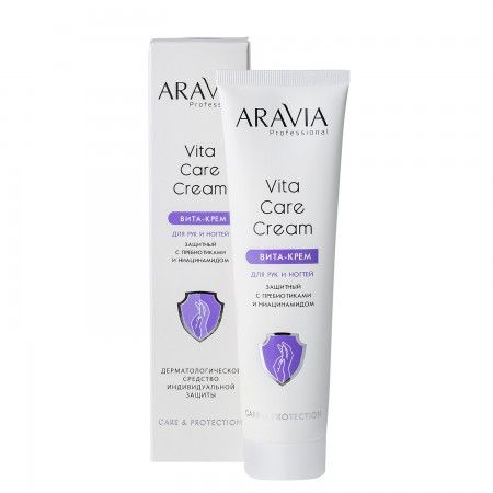 Вита-крем для рук и ногтей защитный ARAVIA Professional Vita Care Cream с пребиотиками и ниацинамидом, 100 мл