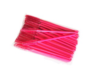 Щеточка для ресниц нейлоновая (розовая c розовой палочкой), 50шт