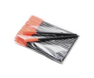 Щеточка для ресниц силиконовая (оранжевая), 50шт