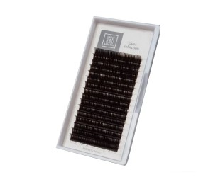 Тёмно-коричневые ресницы BARBARA, 13мм, D, 0.07, Горький шоколад, 16 линий