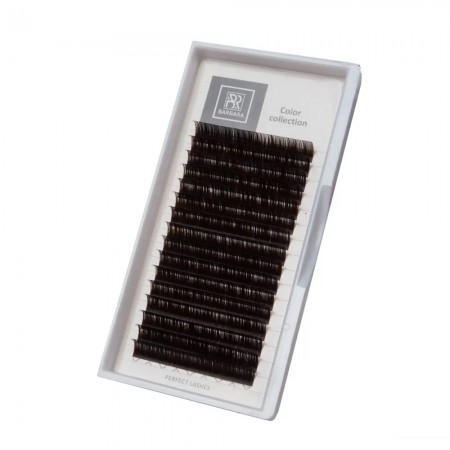 Тёмно-коричневые ресницы BARBARA, 10мм, D, 0.07, Горький шоколад, 16 линий
