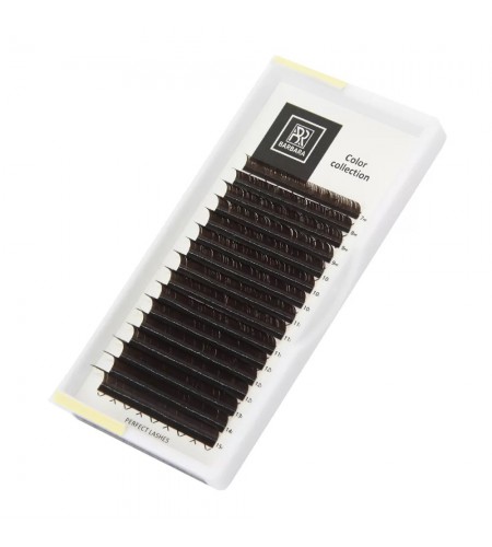 Тёмно-коричневые ресницы BARBARA, микс 7-12мм, C, 0.10, Горький шоколад, 16 линий