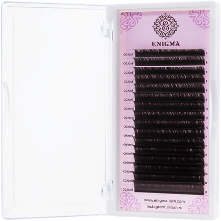 Коричневые ресницы Enigma, микс 5-9мм, C, 0.07, Мокка, 16 линий