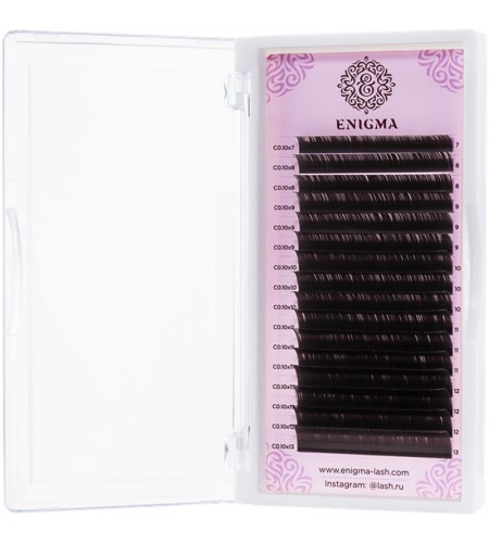 Коричневые ресницы Enigma, микс 8-14мм, D+, 0.07, Мокка, 16 линий