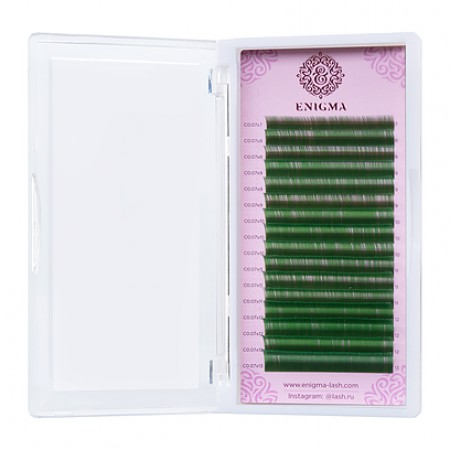 Ресницы Enigma, микс 8-13мм, D, 0.1, Зеленый, 16 линий