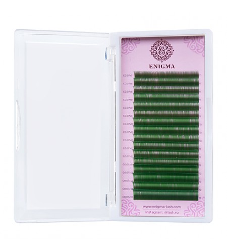Ресницы Enigma, микс 7-13мм, C+, 0.1, Зеленый, 16 линий