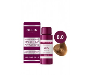 Безаммиачный масляный краситель для волос OLLIN MEGAPOLIS 8/0 светло-русый, 50 мл