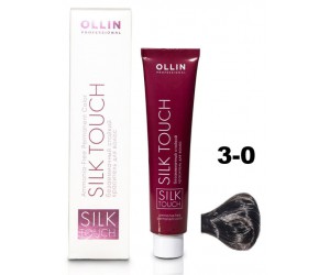 Безаммиачный стойкий краситель для волос OLLIN SILK TOUCH 3/0 темный шатен, 60 мл