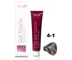 Безаммиачный стойкий краситель для волос OLLIN SILK TOUCH 4/1 шатен пепельный, 60 мл