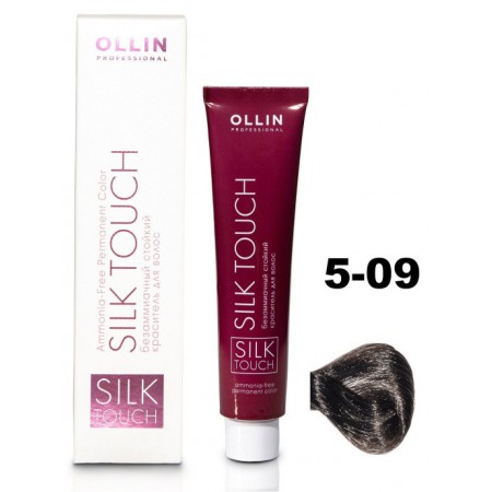 Безаммиачный стойкий краситель для волос OLLIN SILK TOUCH 5/09 светлый шатен прозрачно-зеленый, 60 мл