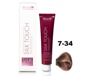 Безаммиачный стойкий краситель для волос OLLIN SILK TOUCH 7/34 русый золотисто-медный, 60 мл