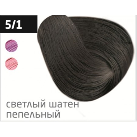 Перманентная крем-краска для волос OLLIN COLOR 5/1 светлый шатен пепельный, 60 мл