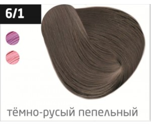 Перманентная крем-краска для волос OLLIN COLOR 6/1 темно-русый пепельный, 100 мл