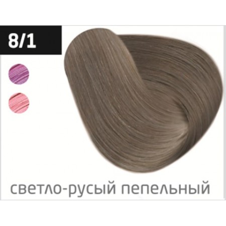 Перманентная крем-краска для волос OLLIN COLOR 8/1 светло-русый пепельный, 60 мл
