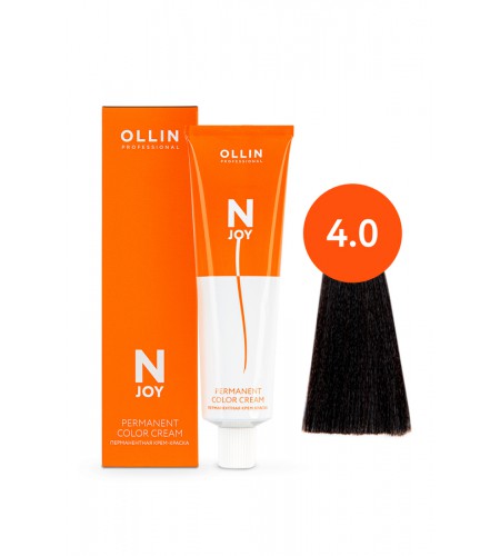 Перманентная крем-краска для волос OLLIN N-JOY 4/0 – шатен, 100 мл