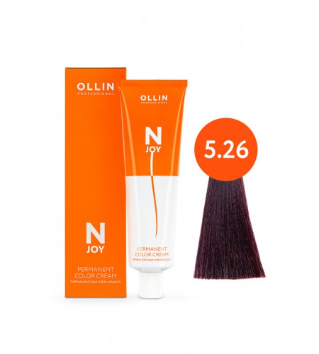 Перманентная крем-краска для волос OLLIN N-JOY 5/26 – светлый шатен фиолетово-красный, 100 мл
