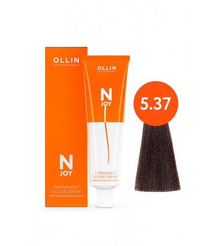Перманентная крем-краска для волос OLLIN N-JOY 5/37 – светлый шатен золотисто-коричневый, 100 мл