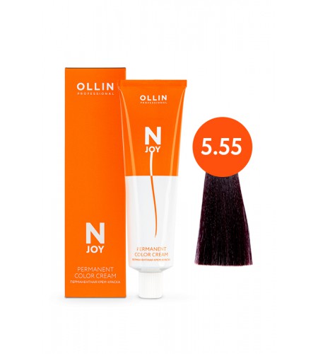 Перманентная крем-краска для волос OLLIN N-JOY 5/55 – светлый шатен интенсивно-махагоновый, 100 мл