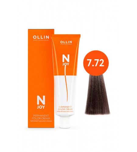 Перманентная крем-краска для волос OLLIN N-JOY 7/72 – русый коричнево-фиолетовый, 100 мл