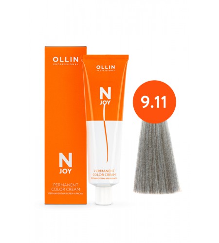 Перманентная крем-краска для волос OLLIN N-JOY 9/11 - блондин интенсивно-пепельный, 100 мл