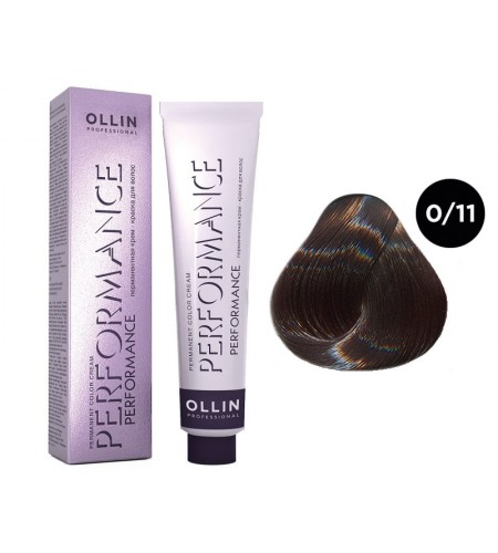 Перманентная крем-краска для волос OLLIN PERFORMANCE 0/11 пепельный, 60 мл