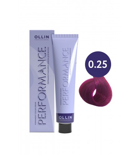 Перманентная крем-краска для волос OLLIN PERFORMANCE 0/25 фиолетово-махагоновый (розовый), 60 мл