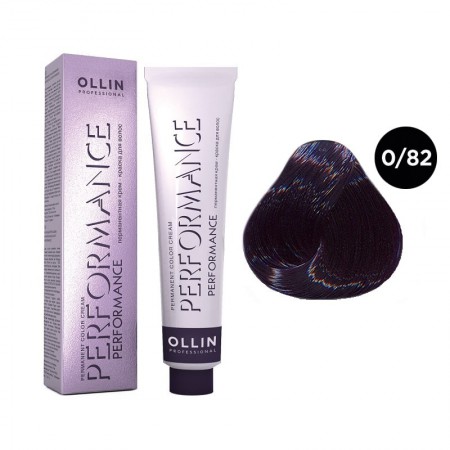 Перманентная крем-краска для волос OLLIN PERFORMANCE 0/82 сине-фиолетовый, 60 мл
