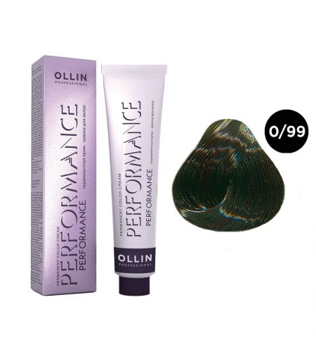 Перманентная крем-краска для волос OLLIN PERFORMANCE 0/99 зеленый, 60 мл