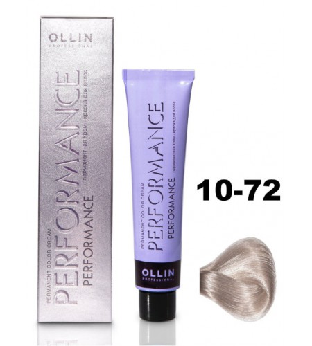 Перманентная крем-краска для волос OLLIN PERFORMANCE 10/72 светлый блондин коричнево-фиолетовый, 60 мл