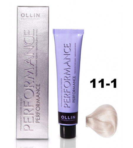 Перманентная крем-краска для волос OLLIN PERFORMANCE 11/1 специальный блондин пепельный, 60 мл