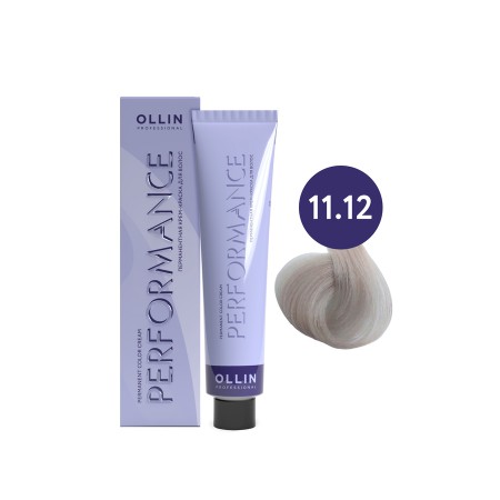 Перманентная крем-краска для волос OLLIN PERFORMANCE 11/12 специальный блондин пепельно-фиолетовый, 60 мл