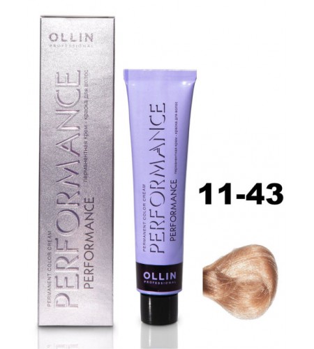 Перманентная крем-краска для волос OLLIN PERFORMANCE 11/43 специальный блондин медно-золотистый, 60 мл