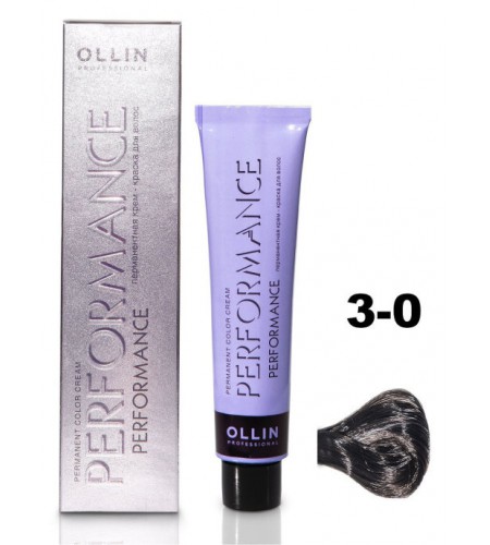 Перманентная крем-краска для волос OLLIN PERFORMANCE 3/0 темный шатен, 60 мл
