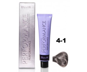 Перманентная крем-краска для волос OLLIN PERFORMANCE 4/1 шатен пепельный, 60 мл