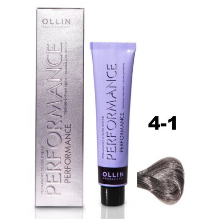 Перманентная крем-краска для волос OLLIN PERFORMANCE 4/1 шатен пепельный, 60 мл