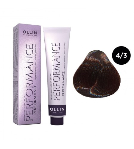 Перманентная крем-краска для волос OLLIN PERFORMANCE 4/3 шатен золотистый, 60 мл