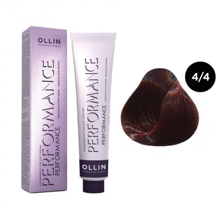 Перманентная крем-краска для волос OLLIN PERFORMANCE 4/4 шатен медный, 60 мл