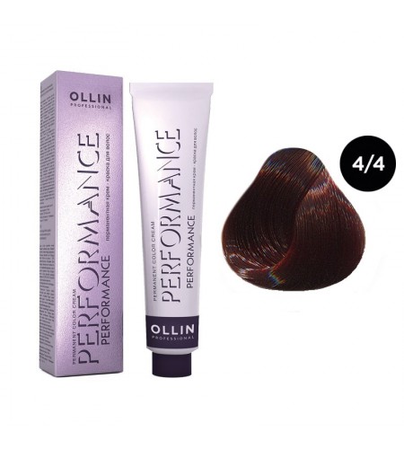 Перманентная крем-краска для волос OLLIN PERFORMANCE 4/4 шатен медный, 60 мл