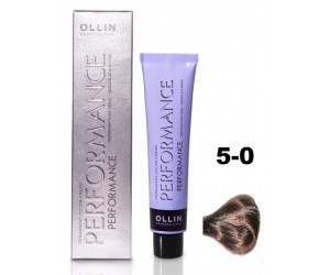 Перманентная крем-краска для волос OLLIN PERFORMANCE 5/0 светлый шатен, 60 мл