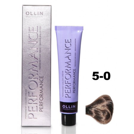 Перманентная крем-краска для волос OLLIN PERFORMANCE 5/0 светлый шатен, 60 мл