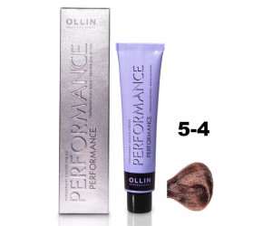 Перманентная крем-краска для волос OLLIN PERFORMANCE 5/4 светлый шатен медный, 60 мл