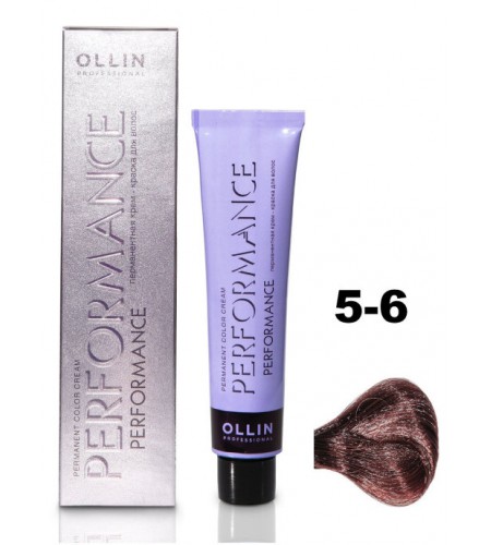 Перманентная крем-краска для волос OLLIN PERFORMANCE 5/6 светлый шатен красный, 60 мл