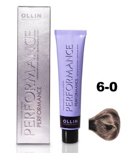 Перманентная крем-краска для волос OLLIN PERFORMANCE 6/0 темно-русый, 60 мл