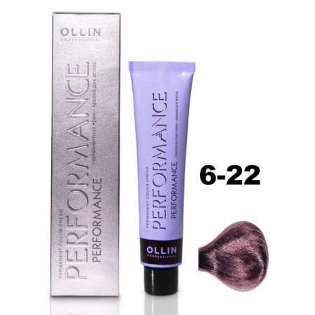 Перманентная крем-краска для волос OLLIN PERFORMANCE 6/22 темно-русый фиолетовый, 60 мл