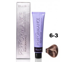 Перманентная крем-краска для волос OLLIN PERFORMANCE 6/3 темно-русый золотистый, 60 мл