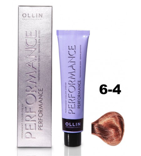 Перманентная крем-краска для волос OLLIN PERFORMANCE 6/4 темно-русый медный, 60 мл