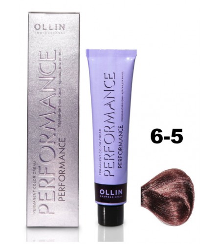 Перманентная крем-краска для волос OLLIN PERFORMANCE 6/5 темно-русый махагоновый, 60 мл