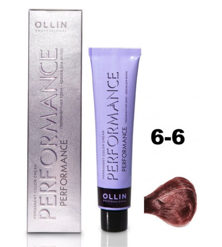 Перманентная крем-краска для волос OLLIN PERFORMANCE 6/6 темно-русый красный, 60 мл