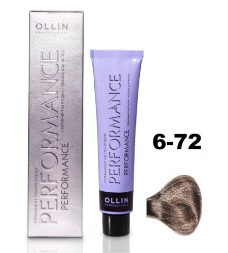 Перманентная крем-краска для волос OLLIN PERFORMANCE 6/72 темно-русый коричнево-фиолетовый, 60 мл